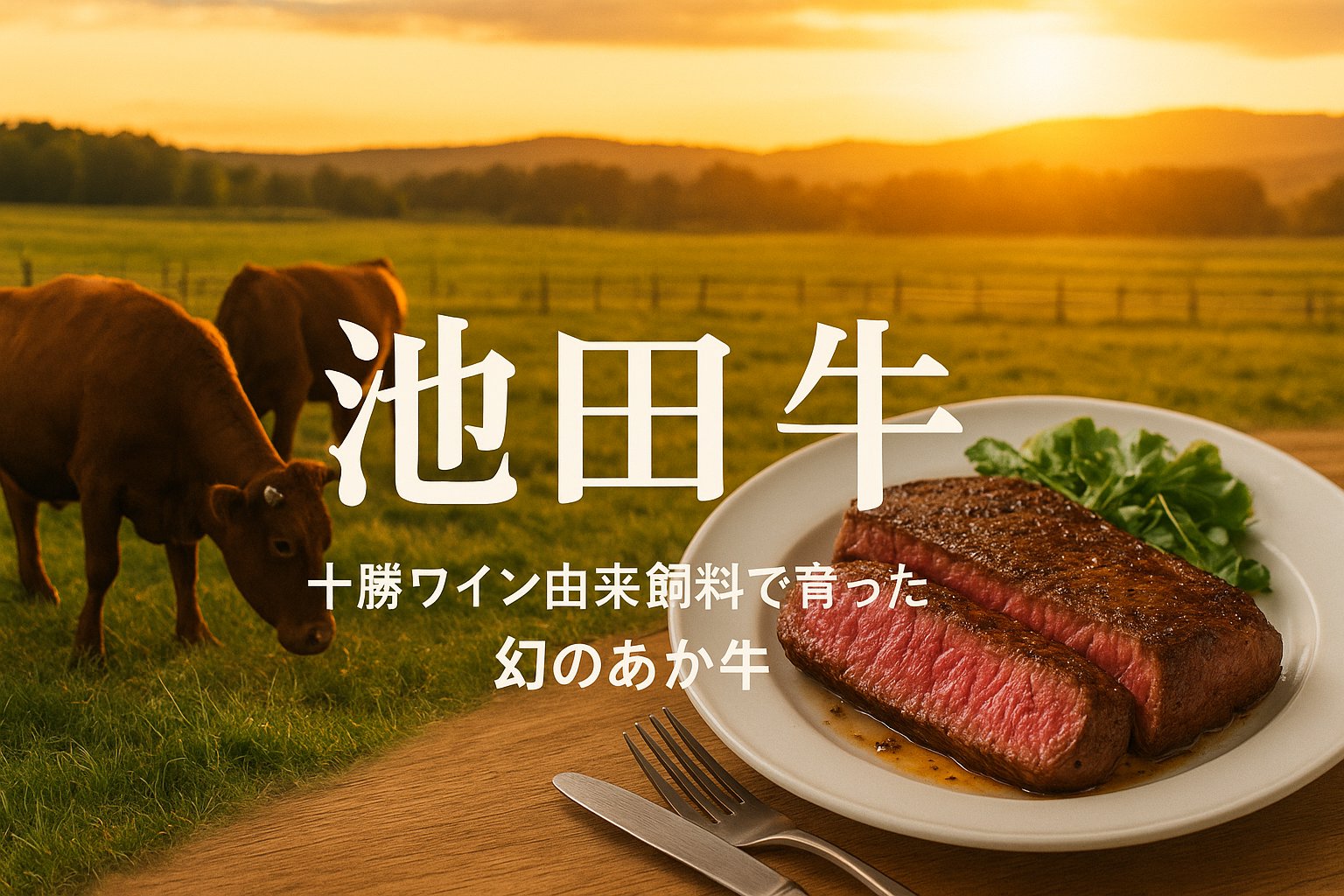 池田牛の赤身ステーキと十勝ワイン由来の飼料で育った幻のあか牛のイメージ