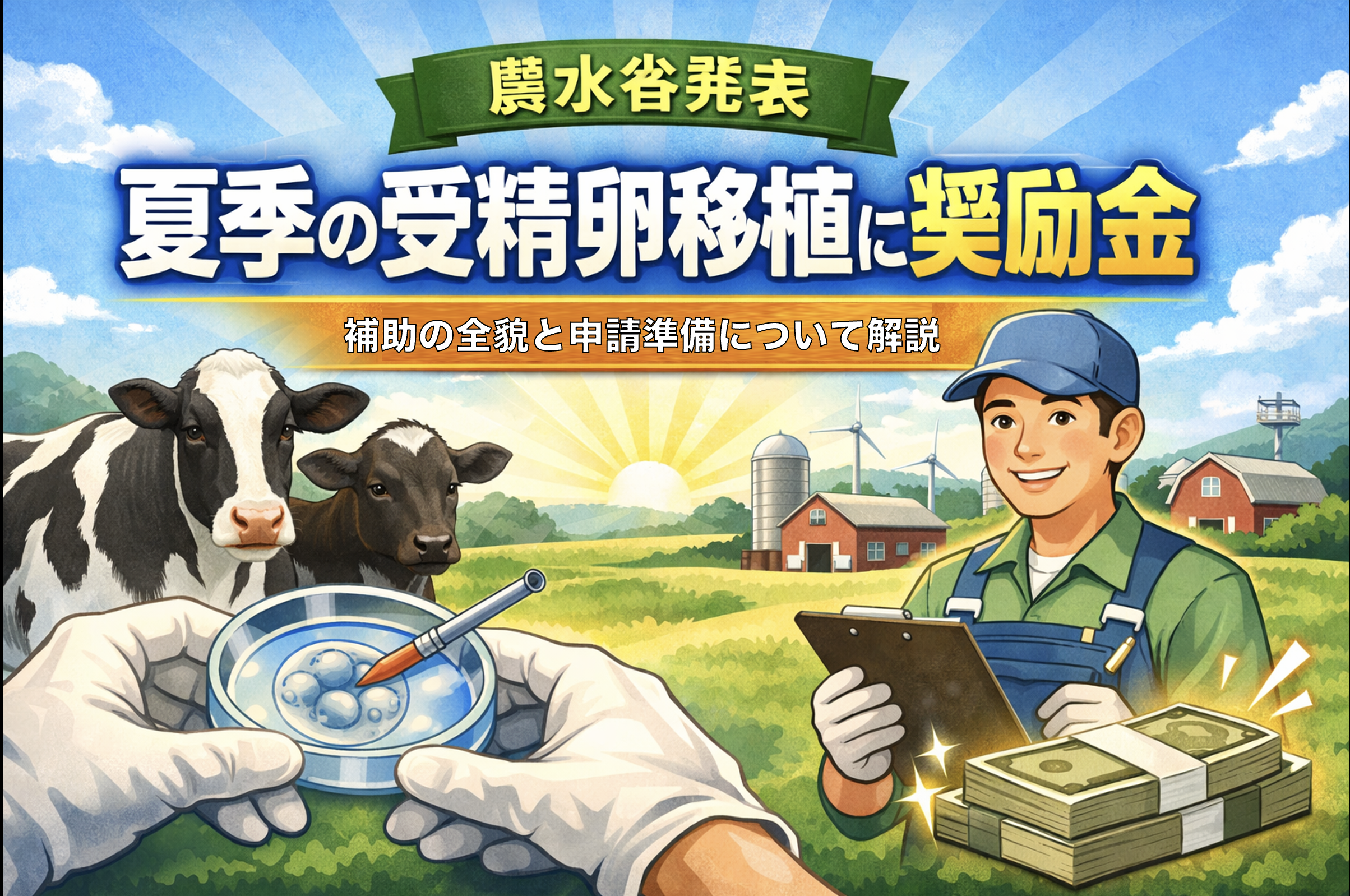 夏季の受精卵移植に奨励金を交付する農水省制度を解説する酪農向けアイキャッチ画像