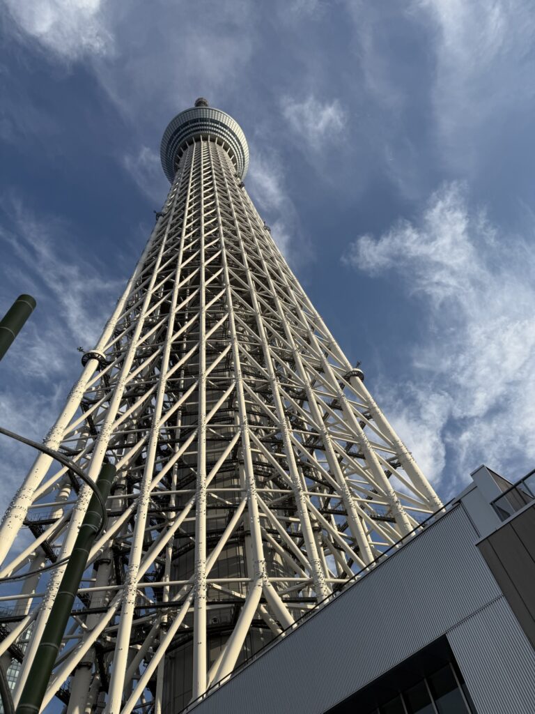 東京ソラマチから見上げた東京スカイツリーの写真