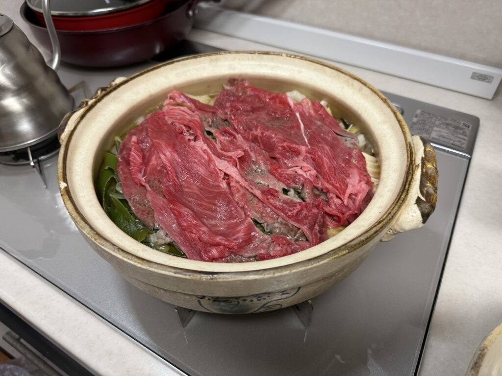 自宅で楽しむ近江牛のしゃぶしゃぶの写真