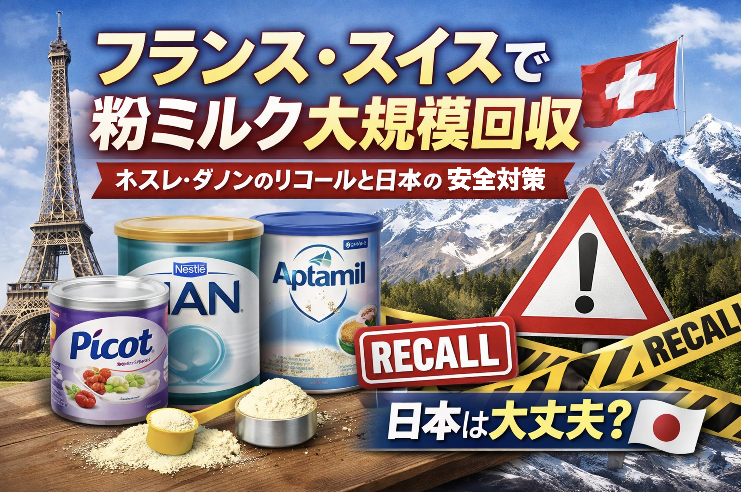 フランス・スイスで拡大する粉ミルク回収問題｜ネスレ・ダノンのリコールと日本国内の安全性を解説したアイキャッチ画像