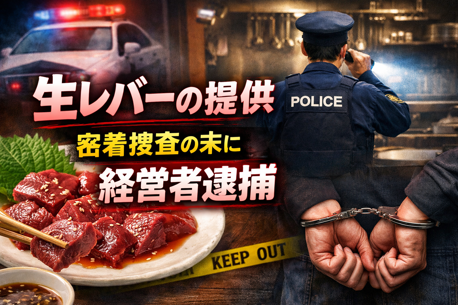 滋賀の焼肉店で生レバーを常連向け裏メニューとして提供し、経営者が食品衛生法違反で逮捕された事件のイメージ