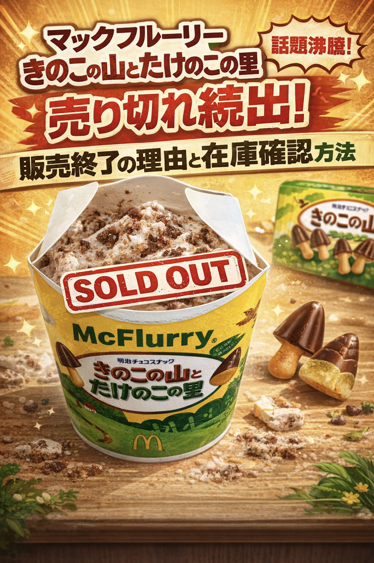 マックフルーリーきのこの山とたけのこの里が売り切れ続出で話題のアイキャッチ画像