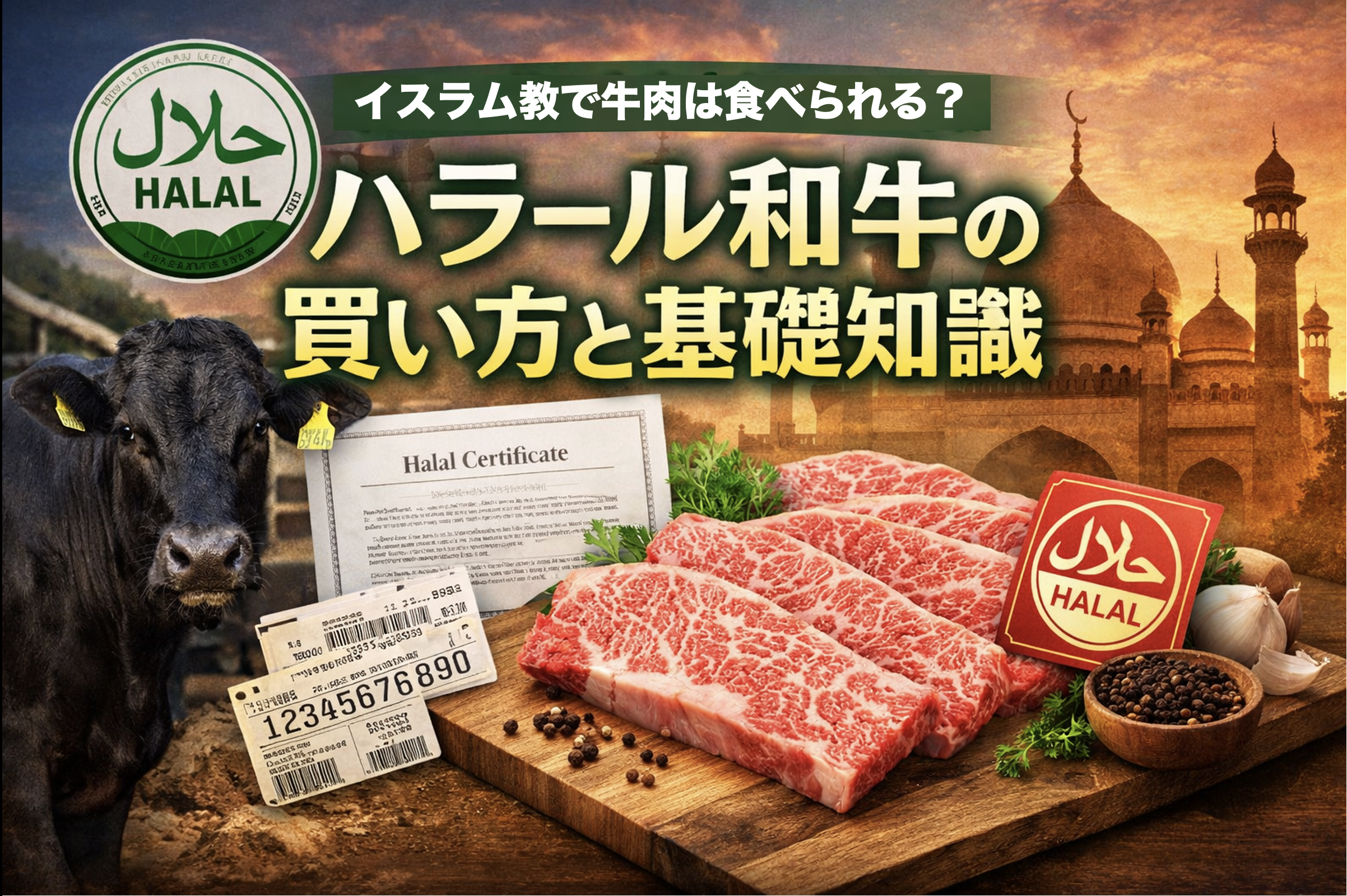 イスラム教で食べられるハラール牛肉と和牛の条件、日本での購入方法を解説したアイキャッチ画像