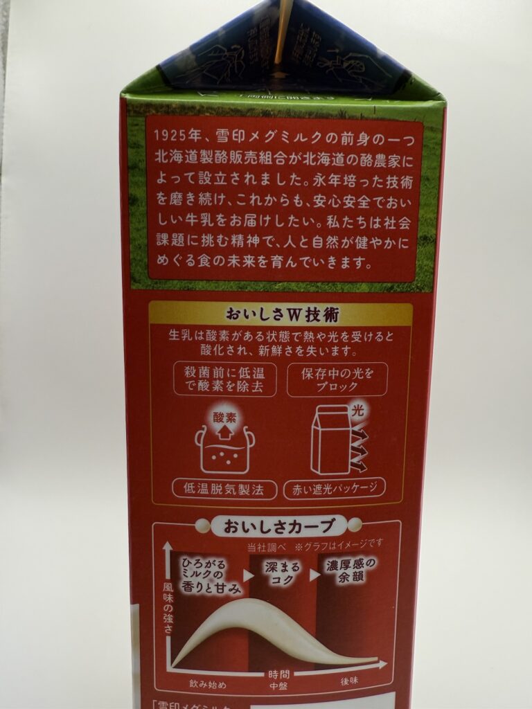 雪印メグミルク おいしい牛乳のおいしさW技術